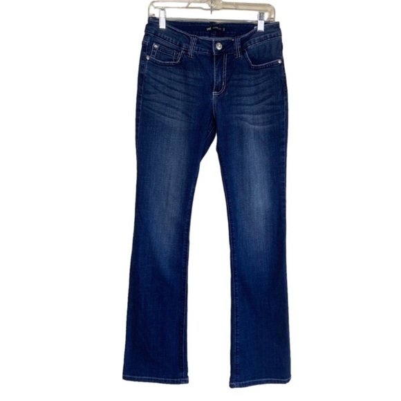 Lee Midrise Fit Bootcut Jeans Dark Wash Bling Pockets Rhinestones Cowgirl Y2K - Picture 1 of 14